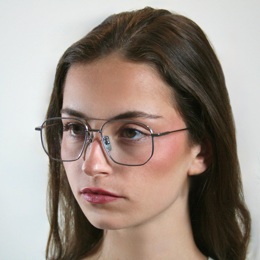 Di Capo Montana blue light glasses - Silver titanium frame